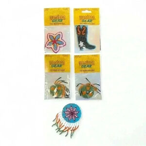 Lot of 5 Western Gear seed beads appliqué patches